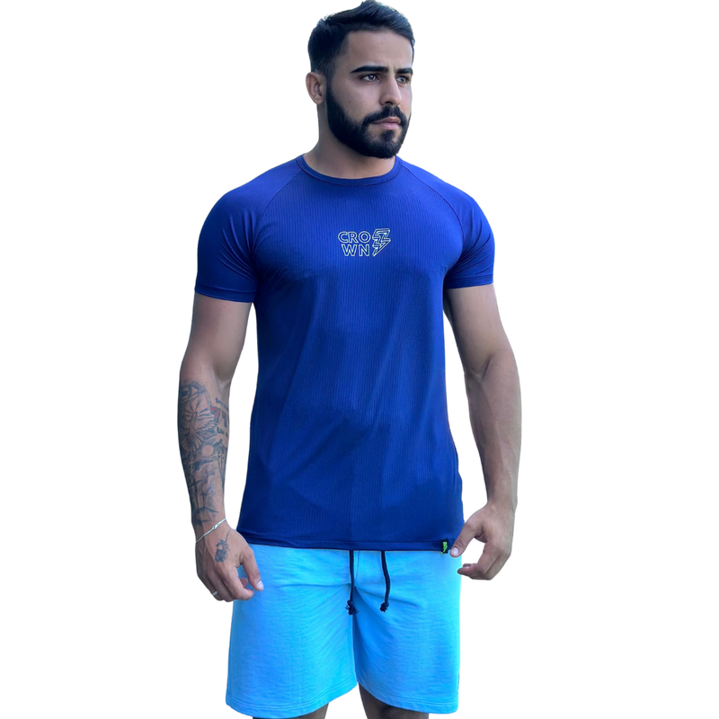 CAMISETA CROWN DRY FIT RAIO AZUL MARINHO