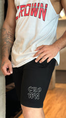 BERMUDA MOLETON CROWN PRETA COM BOLSO