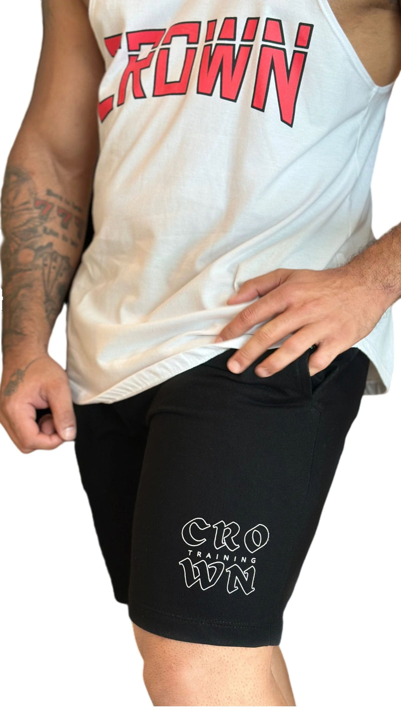 BERMUDA MOLETON CROWN PRETA COM BOLSO