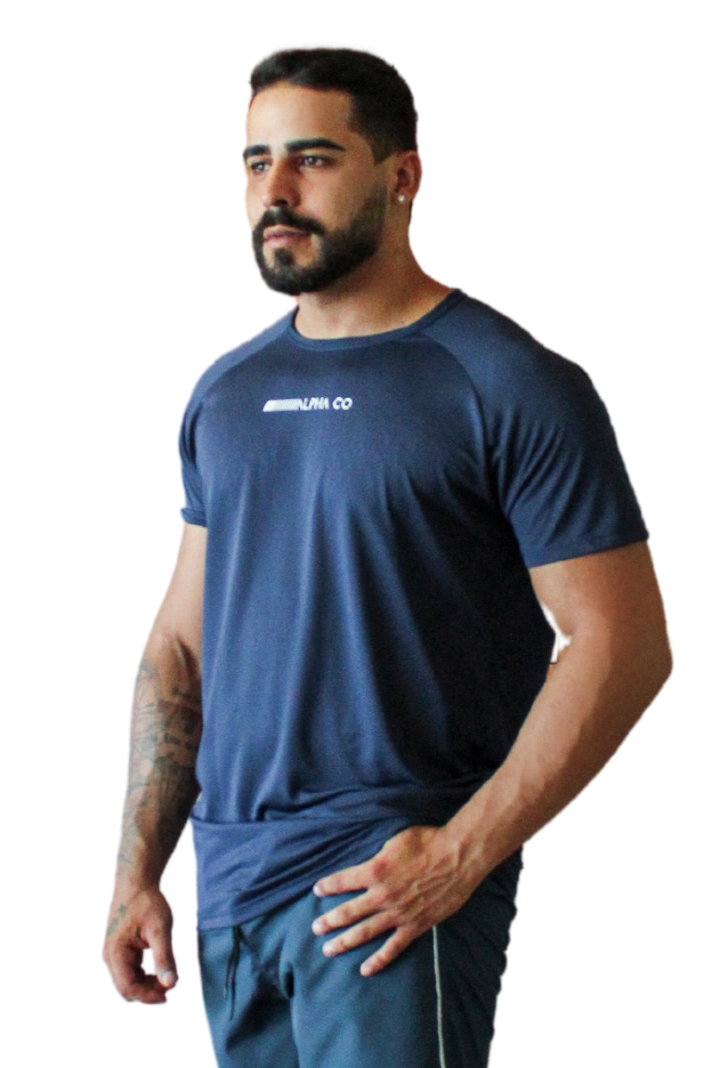 CAMISETA DRY FIT ESSENTIAL MESCLA MARINHO